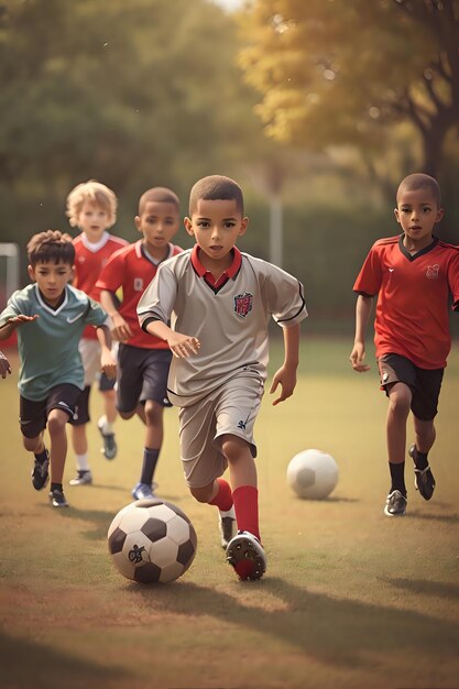 Photo une équipe de football d'enfance