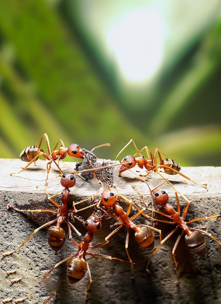 Une équipe de fourmis construit un pont.