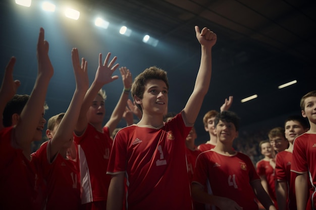 L'équipe de handball de la jeunesse célèbre une victoire avec Generative ai