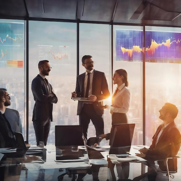 Photo Équipe d'hommes d'affaires travaillant ensemble dans la salle de réunion bureau travail d'équipe graphiques de fond et g