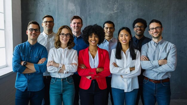 Photo une équipe de personnes diverses prenant une photo de groupe