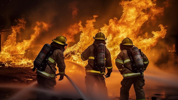 Une équipe de pompiers en action.