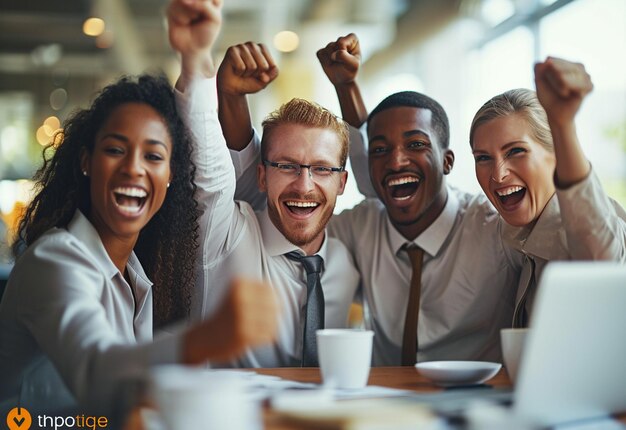 Photo une équipe de professionnels fête le succès