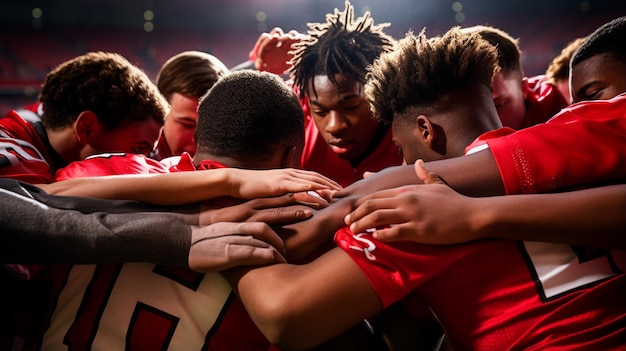 Photo Équipe sportive rassemblée en cercle