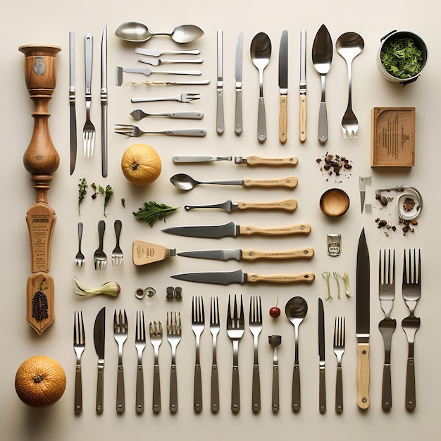 Photo Équipement de cuisine de style knolling