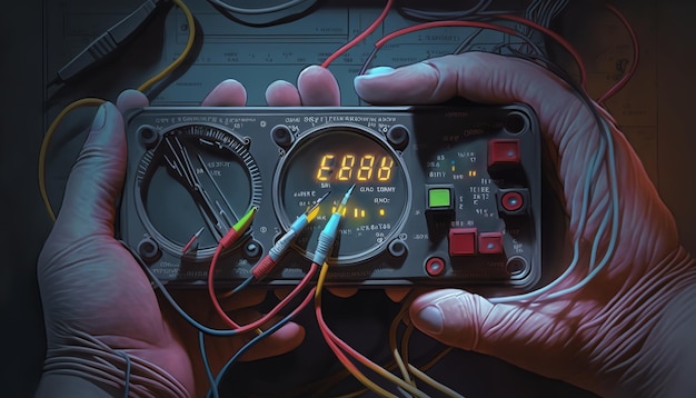L'équipement électrique est détenu entre les mains d'un électricien Generative Ai