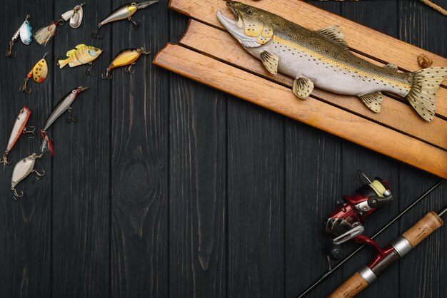 équipement de pêche vue de dessus