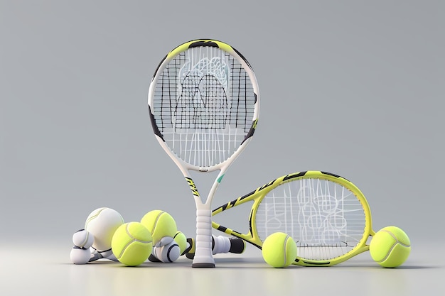 équipement de tennis à rendu 3D