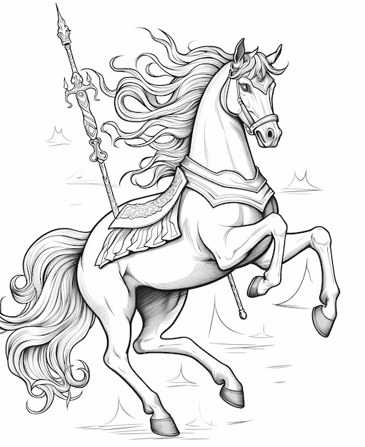 équitation licorne coloriage style de ligne dessin au trait dessin au trait épuré