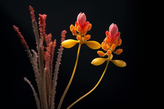 Photo eremurus plante ornementale à fleurs belles fleurs de lys sétaire jaune orange dans generative ai