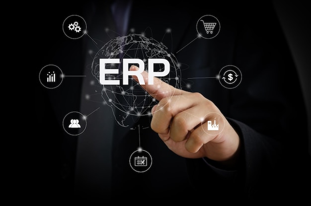 ERP Enterprise Resource Planning Gestion interne, processus de développement organisationnel et information pour améliorer la compétitivité.