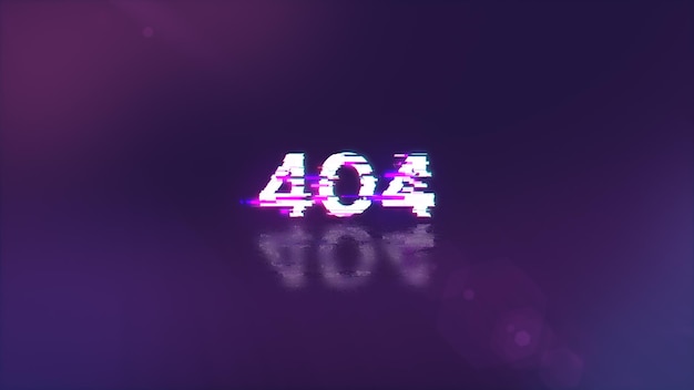 Erreur de rendu 3D 404 texte avec effets d'écran de problèmes technologiques