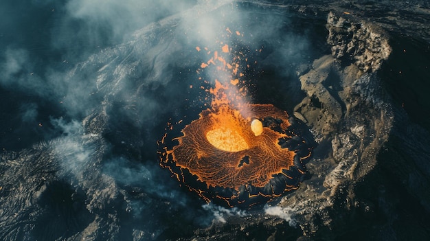 Une éruption ardente se déroule dans une majestueuse démonstration de puissance volcanique brute.