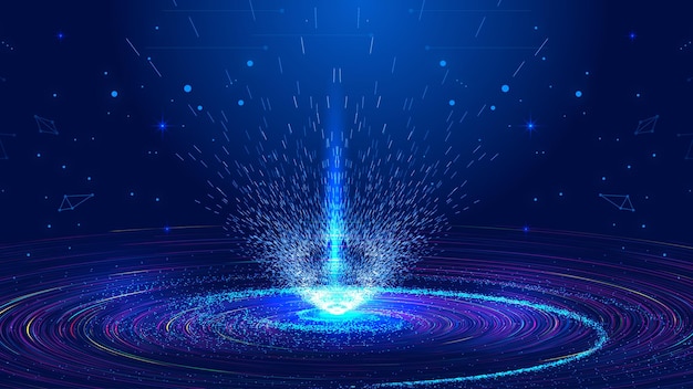 L'éruption du vortex de particules démarre le fond de données volumineuses de la technologie Internet de particules légères