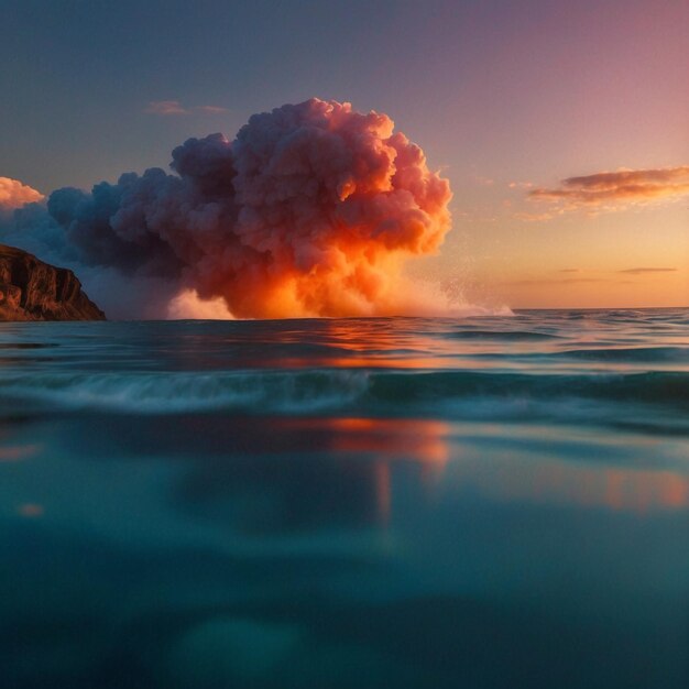 Photo l'éruption océanique est une démonstration époustouflante de la puissance de la nature.