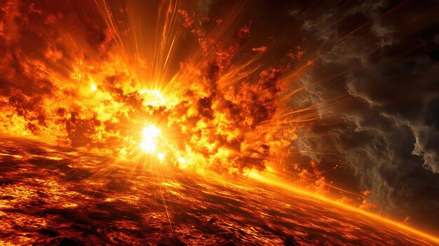 Une éruption solaire puissante Soleil Arrière-plan