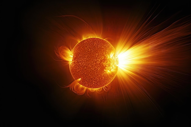 Une éruption solaire avec sa lumière intense et brillante engloutissant le soleil créé avec ai générative