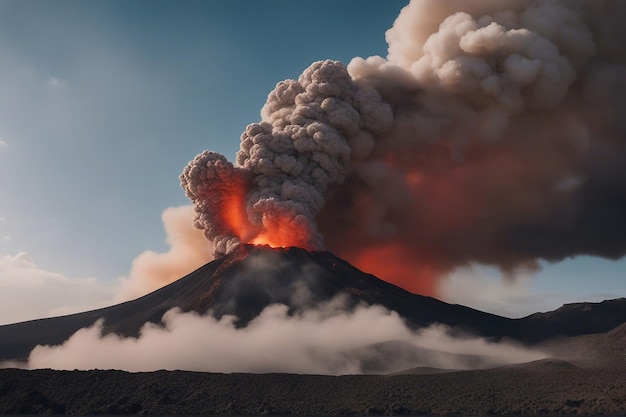 Une éruption volcanique avec un panache de cendres en Islande