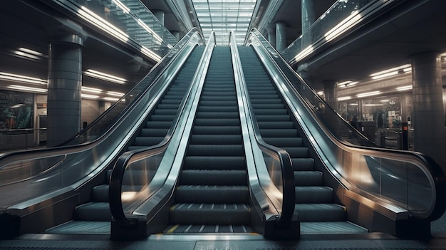 Escalator dans un centre commercial Generative Ai