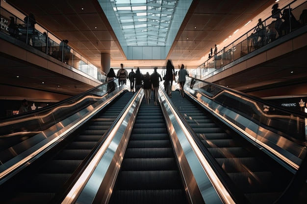 Escalator moderne dans le centre commercial