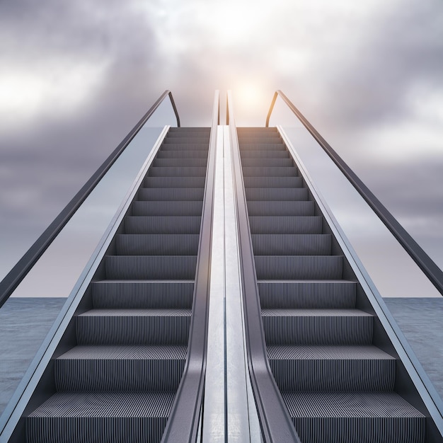 Escalator vide sur fond de ciel