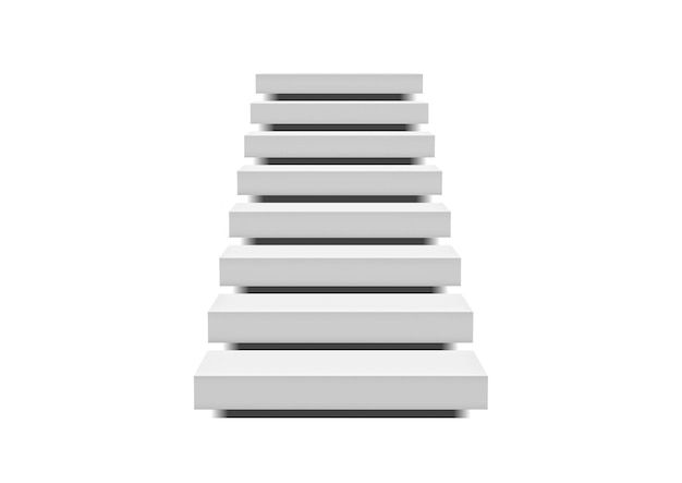 Escalier blanc réaliste dans un rendu 3d intérieur en béton