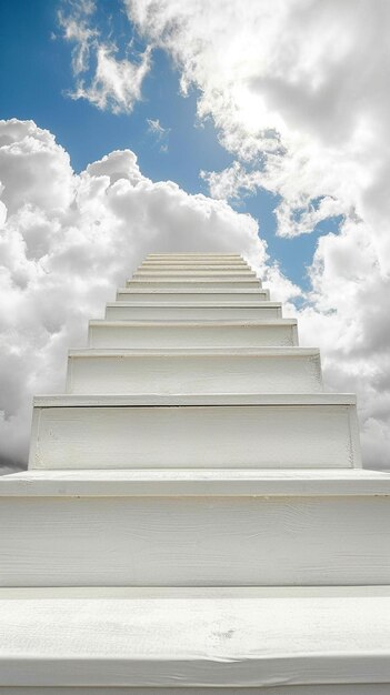 Photo l'escalier blanc symbolise le voyage vers le succès