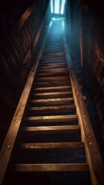 Un escalier en bois abrupt mène à l'inconnue IA générative
