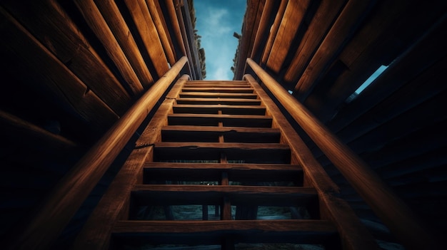 Un escalier en bois abrupt mène à l'inconnue IA générative