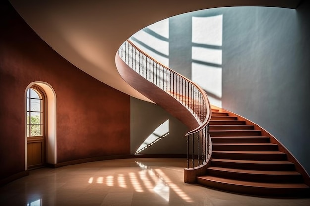 Escalier bois maison Générer Ai