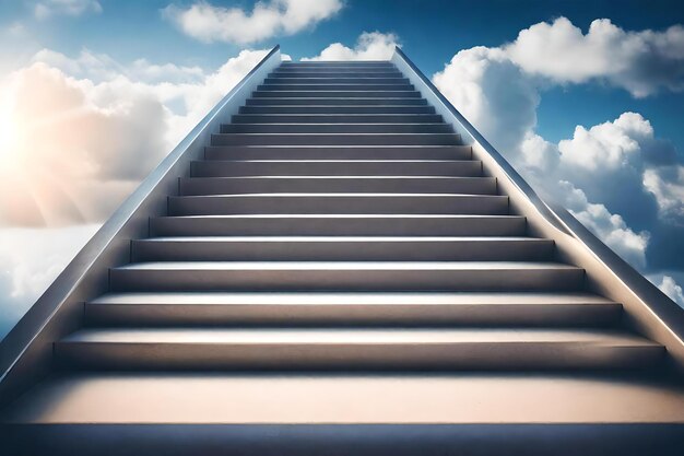 Un escalier avec un ciel en arrière-plan