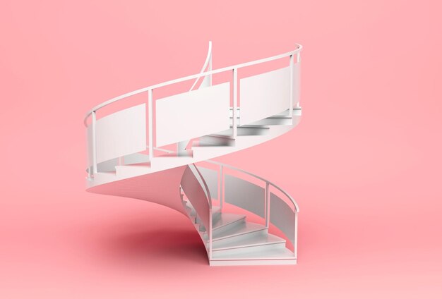 Escalier en colimaçon illustration 3d rendu minimal sur fond Pale Chestnut