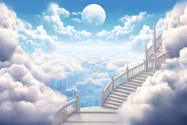 Escalier de nuage vers les escaliers du ciel dans la religion du concept du ciel