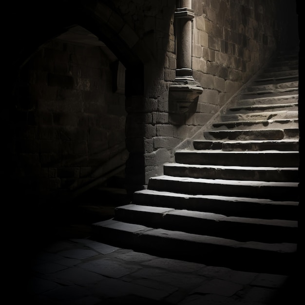 Escalier en pierre dans le château