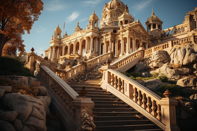 Des escaliers spectaculaires de palais majestueux capturés par la grandeur