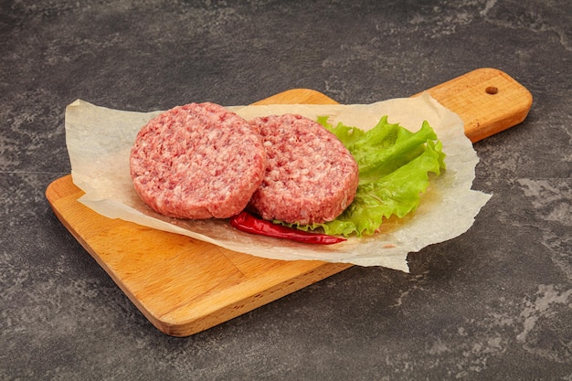 Escalope de boeuf cru pour burger