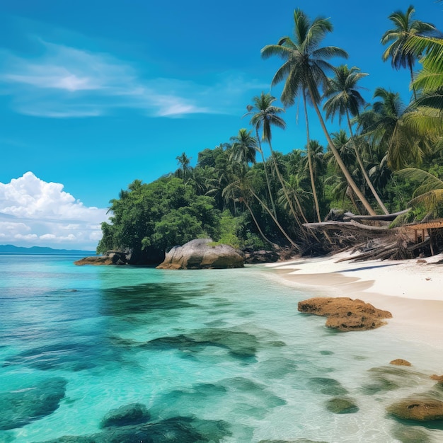 Escapade à la plage sur une île tropicale isolée