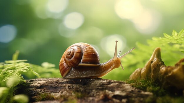 Un escargot au repos sur un rocher