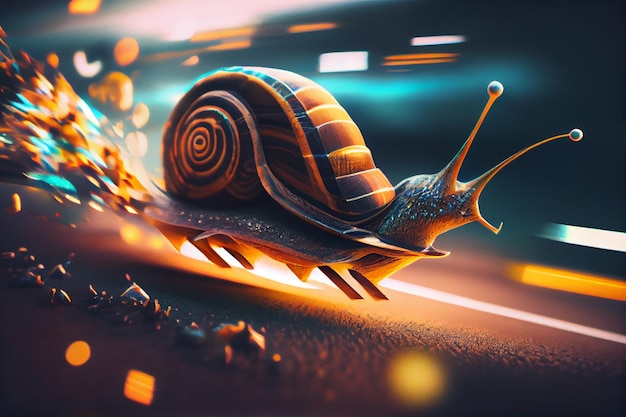 Escargot courant à la vitesse de la lumière générative ai