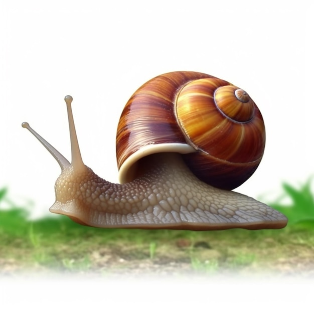 Un escargot est peint sur un fond blanc.