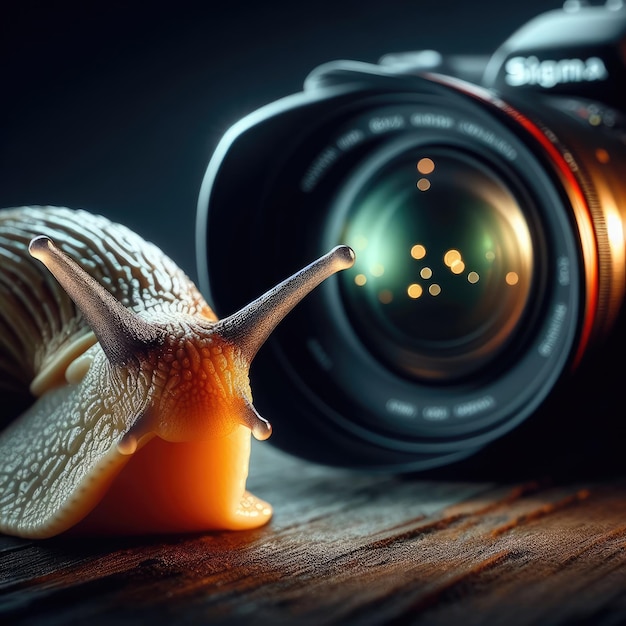 Un escargot sur le fond d'un macro-insecte de feuille