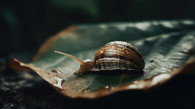 un escargot qui traverse la forêt