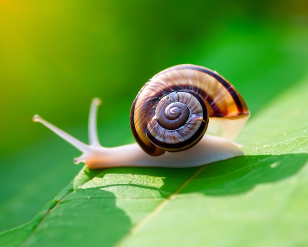 Les escargots forestiers dans l'environnement naturel notent une profondeur de champ peu profonde