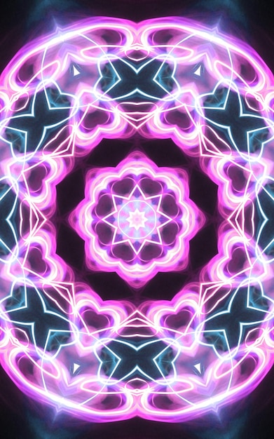 Esoteruc néon magique brillant mandala géométrique fantasy fractal Abstract background