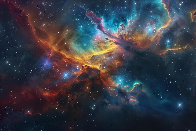 L'espace et l'arrière-plan spatial avec des images d'étoiles et de nébuleuses spatiales