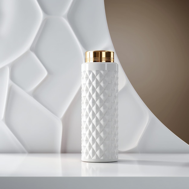 L'espace blanc de luxe accentue la conception de la bouteille d'eau à motif hexagonal