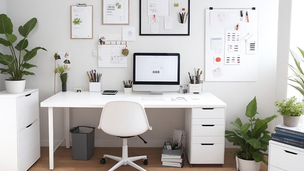 Espace de bureau à domicile bien organisé