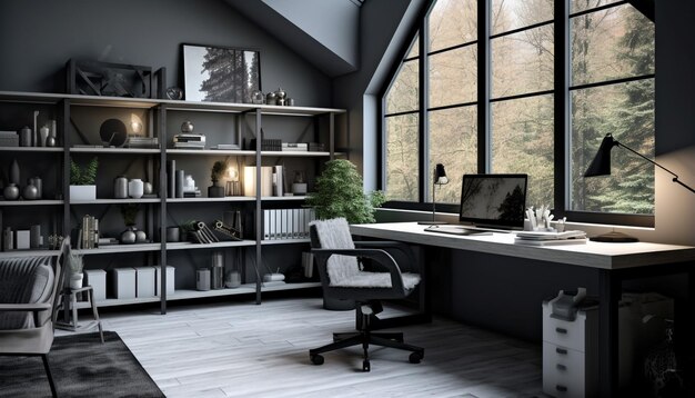 espace de bureau gris