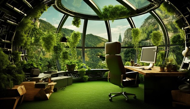 espace de bureau vert