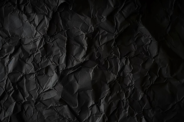 Espace de conception fond texturé de papier froissé noir et foncé